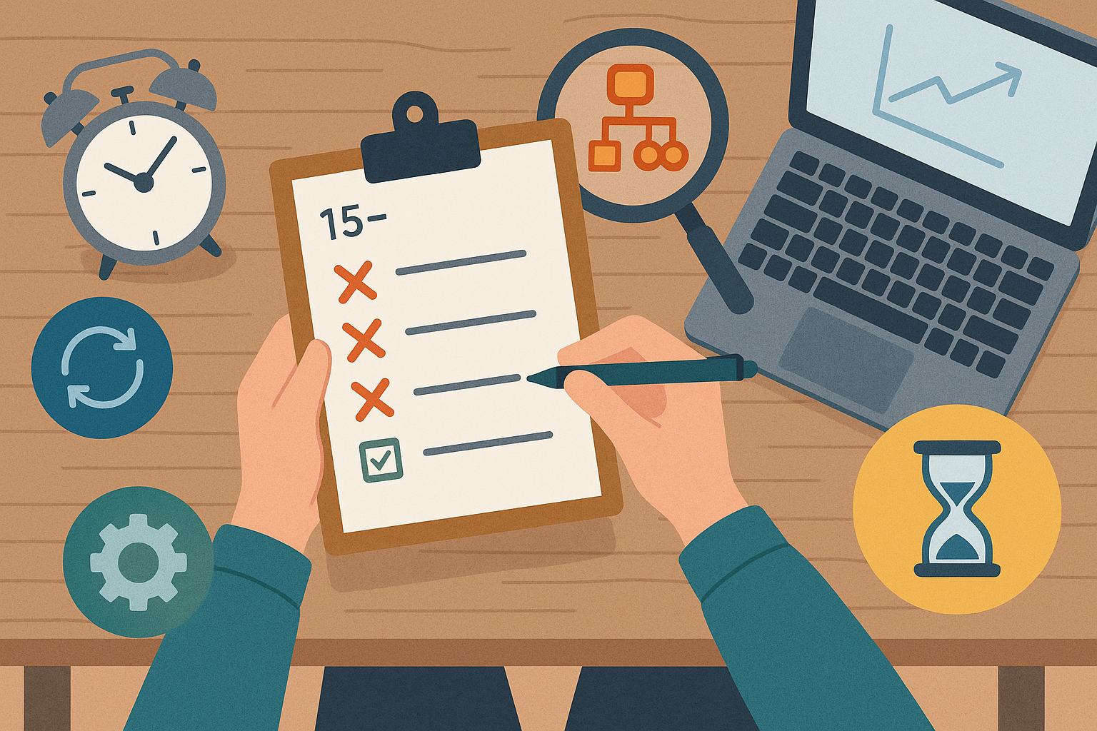 15-minutowy audyt automatyzacji: Jak znaleźć największe pożeracze czasu (i odnieść szybkie zwycięstwa)